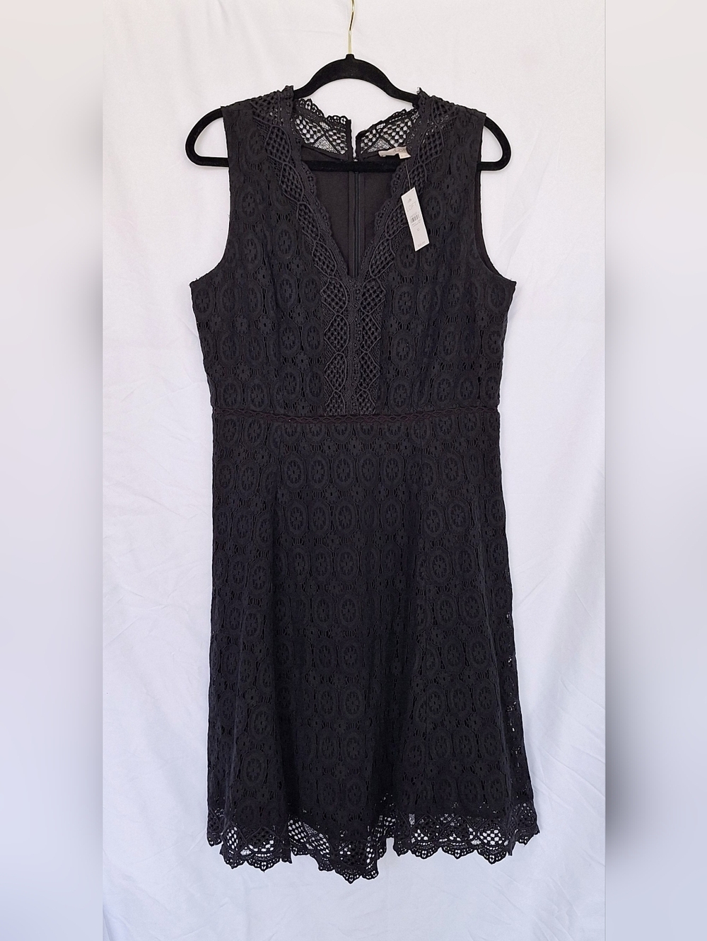NWT Loft- Sleeveless Black Lace Fit & Flare Dress